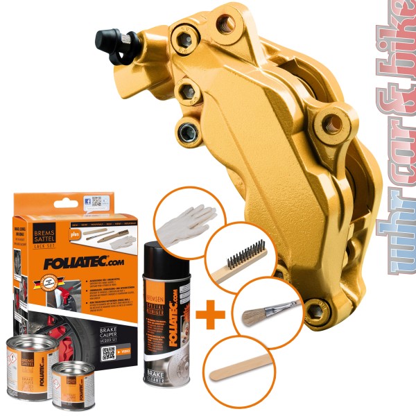 Foliatec 2165 Bremssattel Lack Set prestige gold metallic 7-tlg hitzebeständig