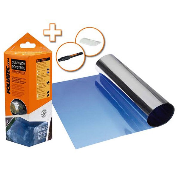 Foliatec Sonnenblendstreifen Tönung blau metallisiert Sunvisor Reflex 20x150cm