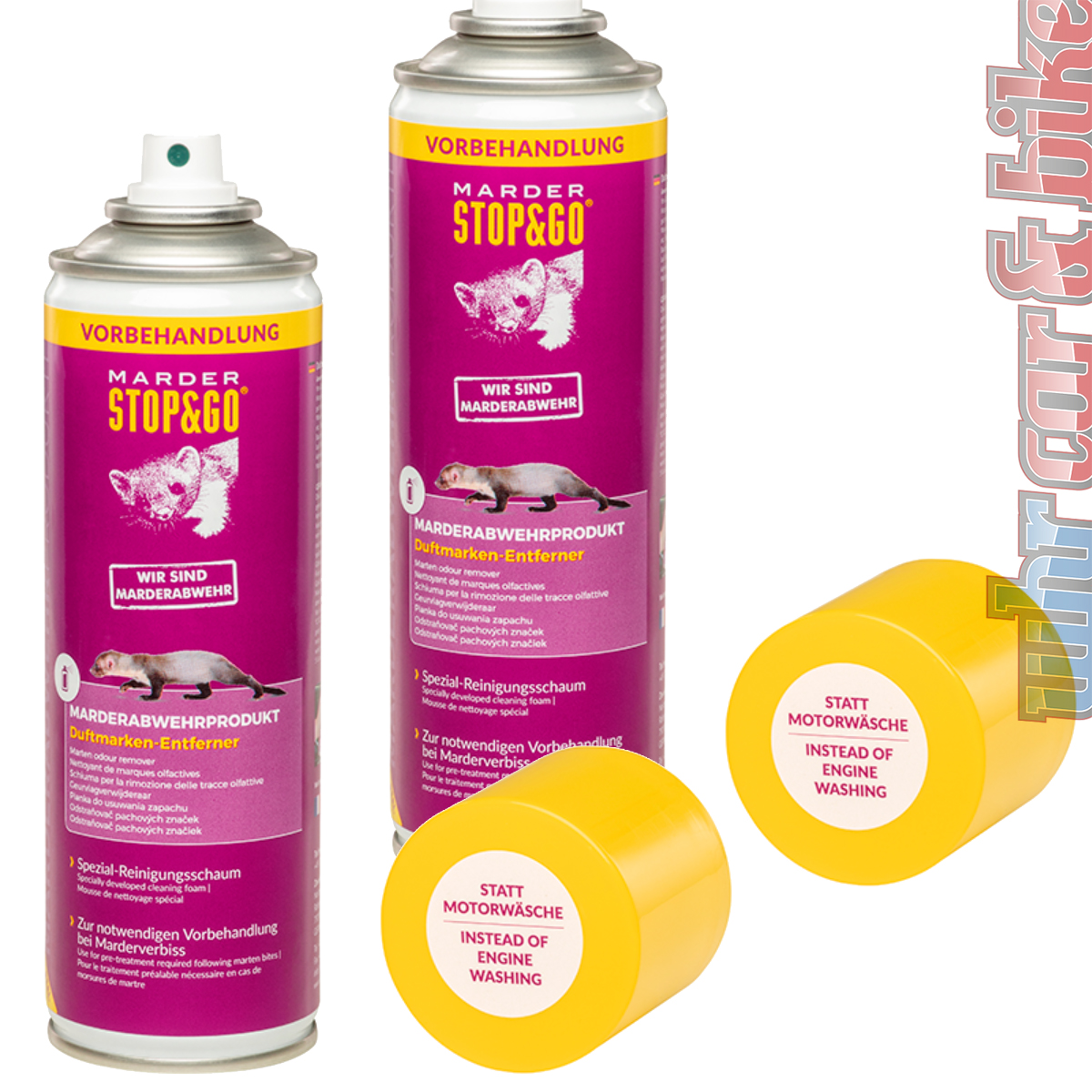 2x Anti-Marder Duftmarken-Entferner Stop&Go Reinigungsschaum  Vorbehandlerspray