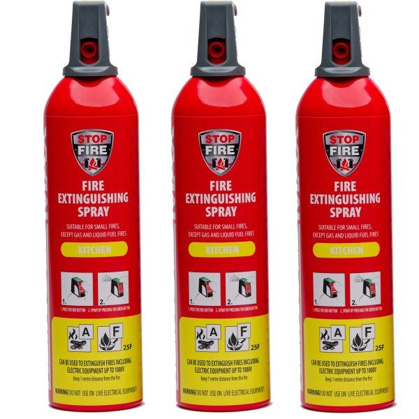 Feuerlöschspray Küche A 25F 3x750ml IWH Feuerlöscherspray ohne Fluor MHD 04/2028