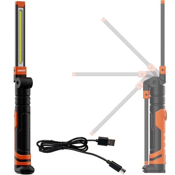 Kunzer LED Arbeitsleuchte PL-082 orange Li-Ion Akku Arbeitslampe Magnet USB-C