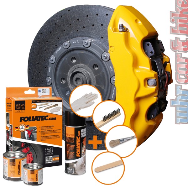 Foliatec 2195 Bremssattel Lack Set performance yellow gelb 7-tlg hitzebeständig