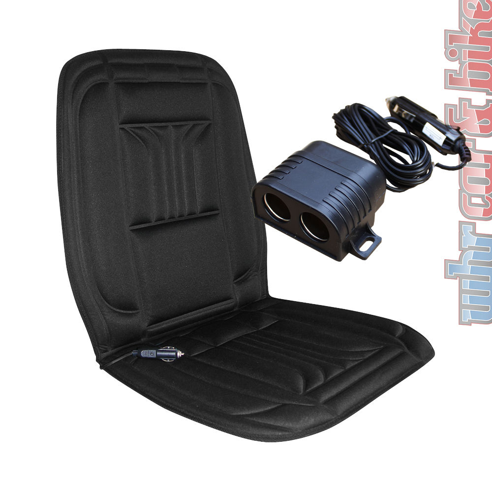 APA 12V Sitzheizung beheizbare Sitzauflage 2-stufig schwarz &  Doppelsteckdose, Sitzheizungen, Elektrik