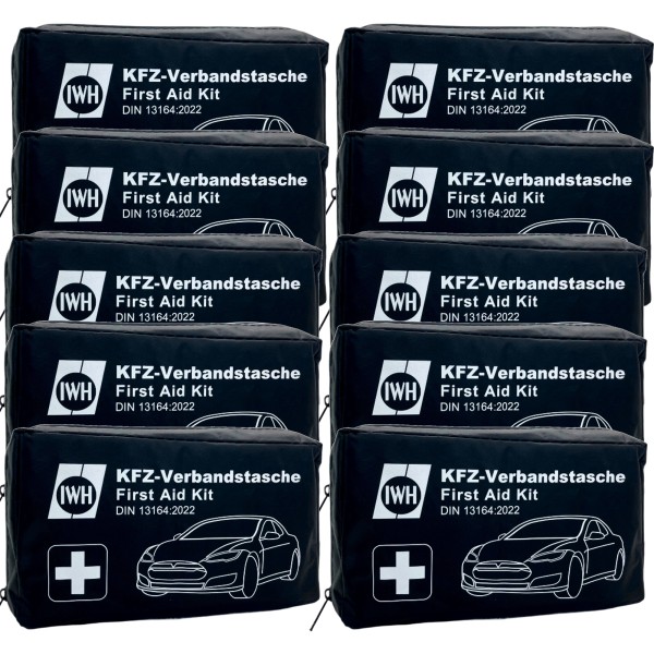 10x Auto Verbandtasche Verbandskasten neue Norm KFZ MHD 12/2030 DIN13164:2022