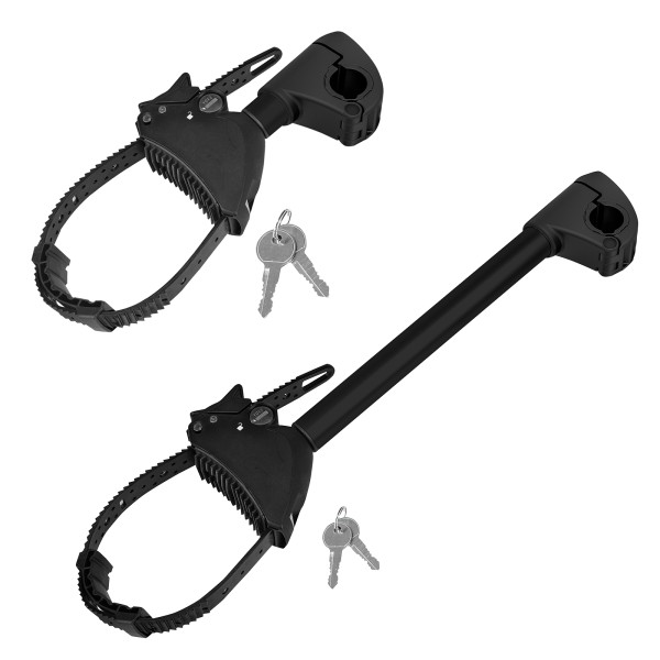 Eufab Strap-Rahmenhalter Set schwarz kurz+ lang 12 + 31cm Ø 25+30mm abschließbar