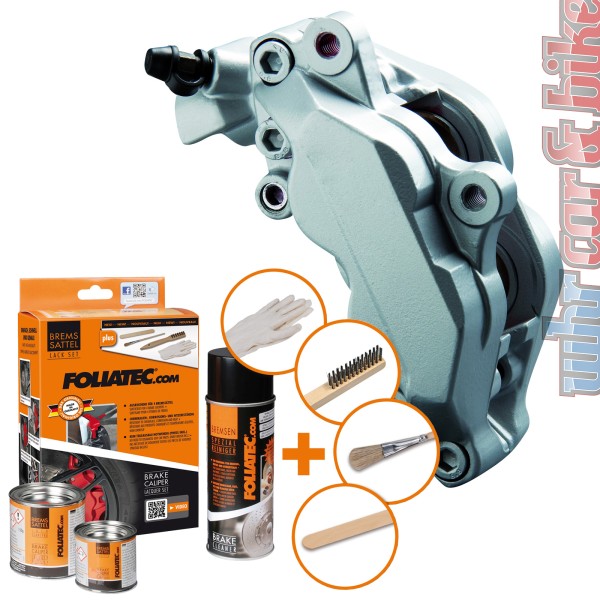 Foliatec 2172 Bremssattel Lack Set stratos silber metallic 7-tlg hitzebeständig