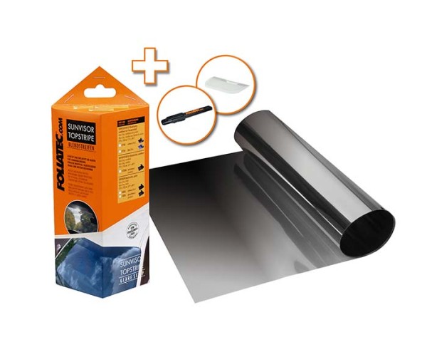 Foliatec Sonnenblendstreifen schwarz-grau metallisiert Sunvisor Reflex 20x150cm