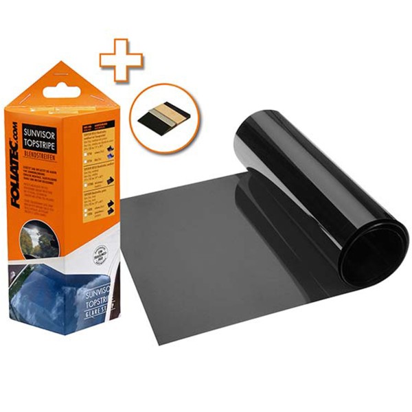 Foliatec Sonnenblendstreifen tiefschwarz metallisiert Topstripe Reflex 15x152cm