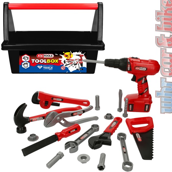 KS Tools Kinder Werkzeugsatz 19-teilig Spielzeug + Toolbox + Akkuschrauber