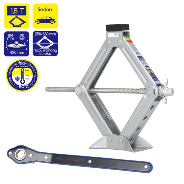Scherenwagenheber mit Ratsche 1,5t alca® Autolift Wagenheber 1500kg