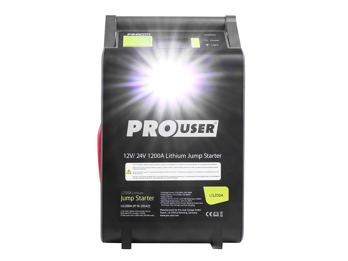 ProUser LI1200A Lithium Power Pack Starthilfe 12V 24V 30.000mAh Jump Starter