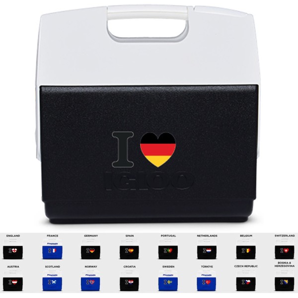 IGLOO Kühlbox Playmate 16 QT 15L Schwenkdeckel mit 16 europäischen Aufklebern
