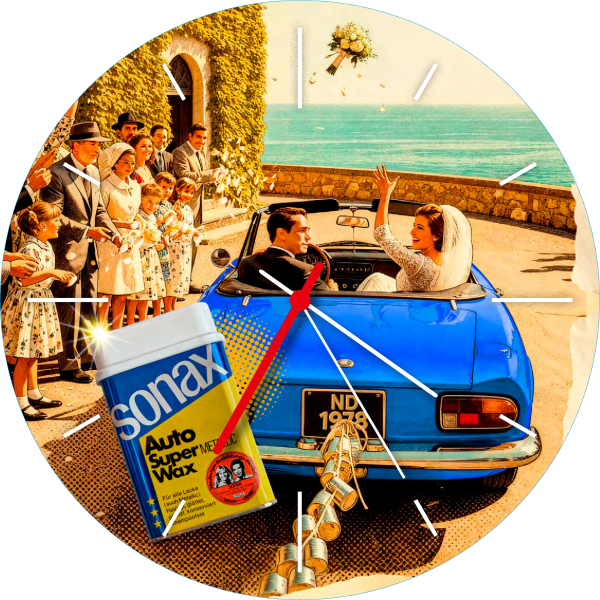 Sonax Werkstattuhr Wanduhr Ø 300mm Metall im Retro Stil