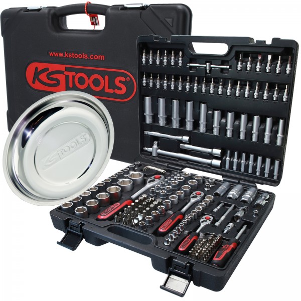 KS Tools Steckschlüsselsatz 1/4" 3/8" 1/2" 179tlg Nusskasten + Magnetschale