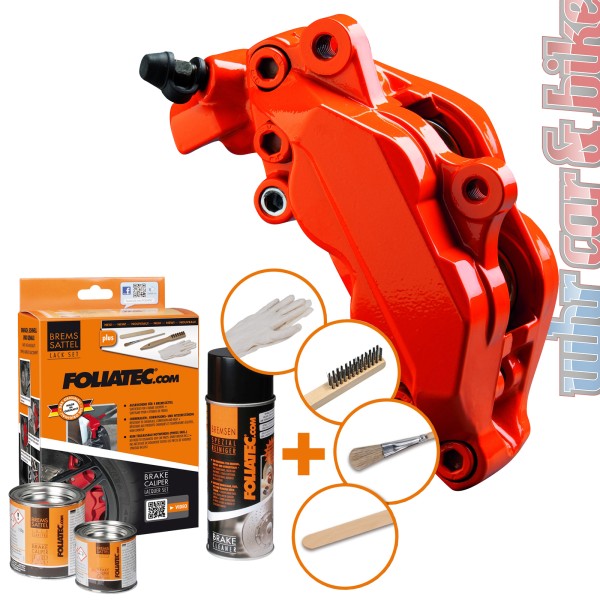 Foliatec 2167 Bremssattel Lack Set flame orange glänzend 7-tlg hitzebeständig