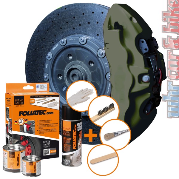 Foliatec 2189 Bremssattel Lack Set matt combat green grün 7-tlg hitzebeständig