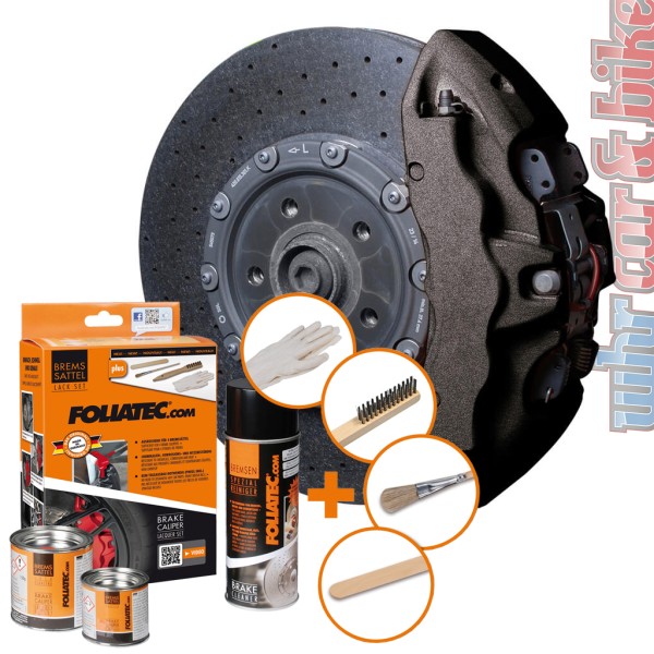 Foliatec 2170 Bremssattel Lack Set carbon grau metallic 7-tlg hitzebeständig