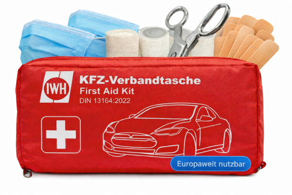 Auto Verbandtasche Verbandskasten rot neue Norm KFZ MHD 12/2030 DIN13164:2022