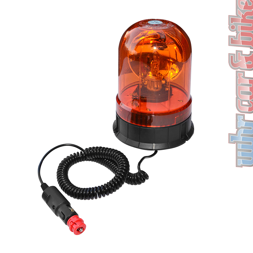 Eufab 12V 24V Rundumleuchte orange Magnetfuß Saugnapf  Zigarettenanzünder-Stecker, Warnleuchten, Beleuchtung