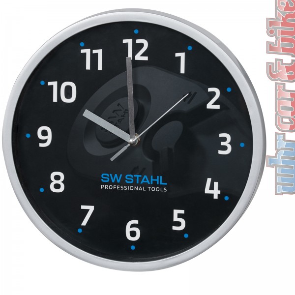 SW Stahl Wanduhr Ø 250mm ideal für zu Hause, Werkstatt, Büro Quarz Uhrwerk