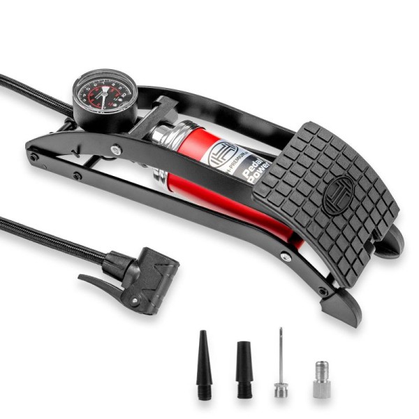 Heyner Fußluftpumpe PedalPower Pro Premium 1-Zylinder Fußpumpe 10bar + Manometer