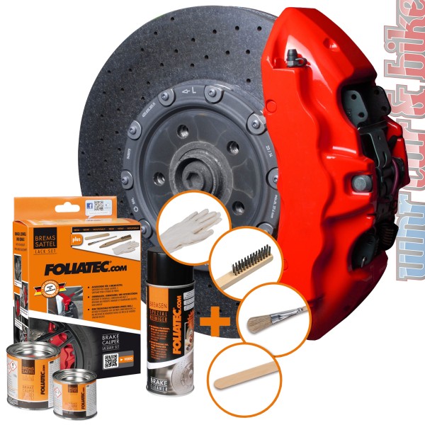 Foliatec 2160 Bremssattel Lack Set racing red rot glänzend 7-tlg hitzebeständig