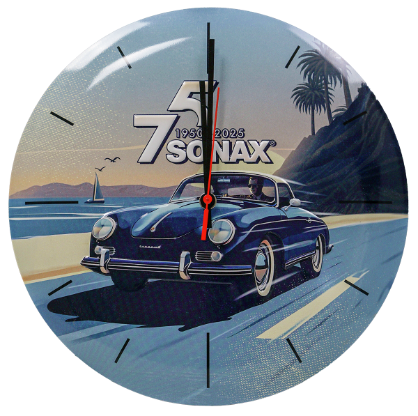 Sonax Werkstattuhr Wanduhr Ø 300mm Metall "75 Jahre Sonax"