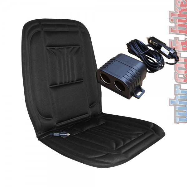 APA 12V Sitzheizung beheizbare Sitzauflage 2-stufig schwarz & Doppelsteckdose